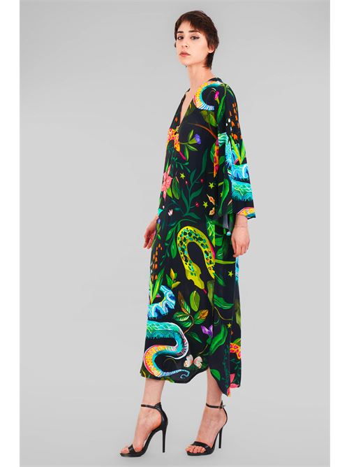 Abito fantasia in viscosa miriam stella | RE2518BLACVK SNAKE